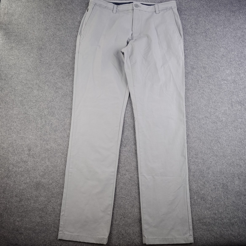 Vineyard Vines Performance Pants Mens 32x32 Gray Flat Front Stretch Zip Pocket